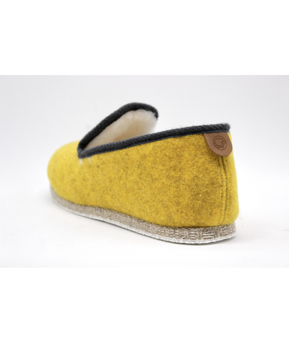 CHAUSSE MOUTON TWEED Chaussons Chaud Citron Jaune L Empreinte Chaussures