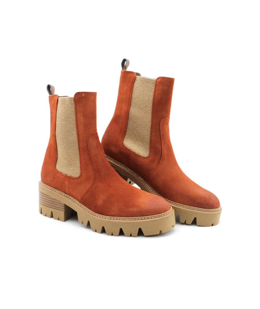 Minka Design Donovan Bottines Cuir Orange Et Cuero L Empreinte