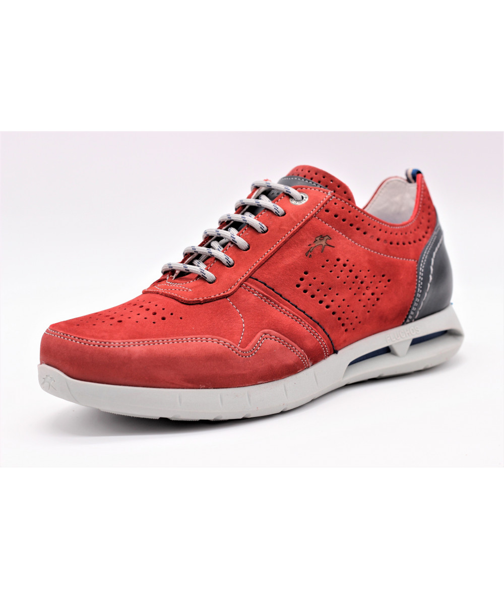 basket cuir rouge homme